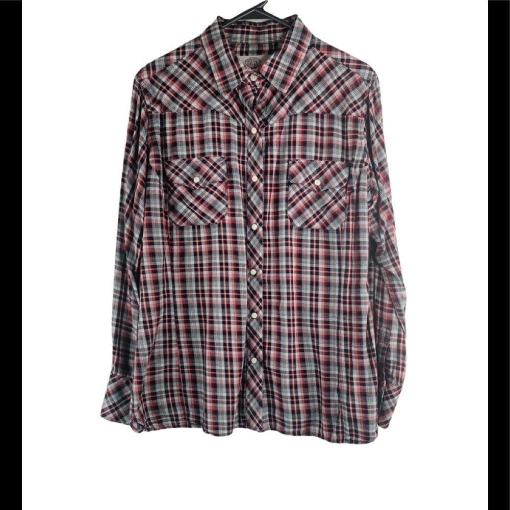 Gibson Women Plaid Snap on Buttondown Shirt Size XL